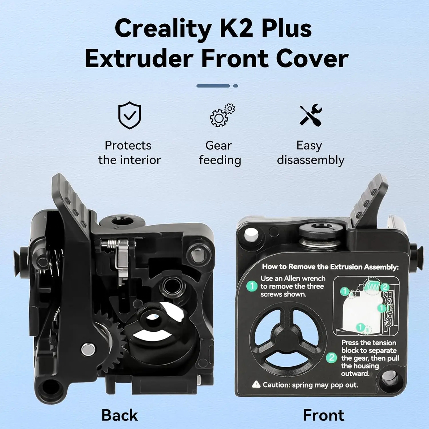 Creality K2/K2 Pro/K2 Plus Extruder Front Cover, Original Extruder Support 1.75mm Filament Extruder Smooth and Precise Feeding