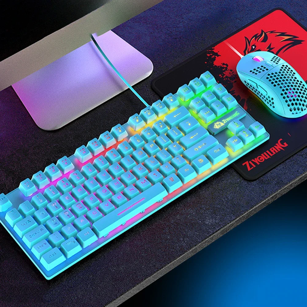 USB Wired Mechanical Feel Gaming Keyboard Mouse Combo Magic RGB Backlight Wire Keyboard Mouse Set For Laptop PC Gamer Computer