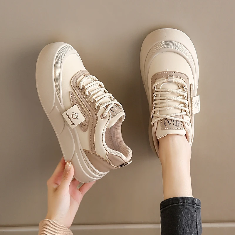 

Womens 5cm Platform Sneakers Breathable Knit Upper Comfortable Walking Shoes Non Slip Sole Fashion Athletic Footwear