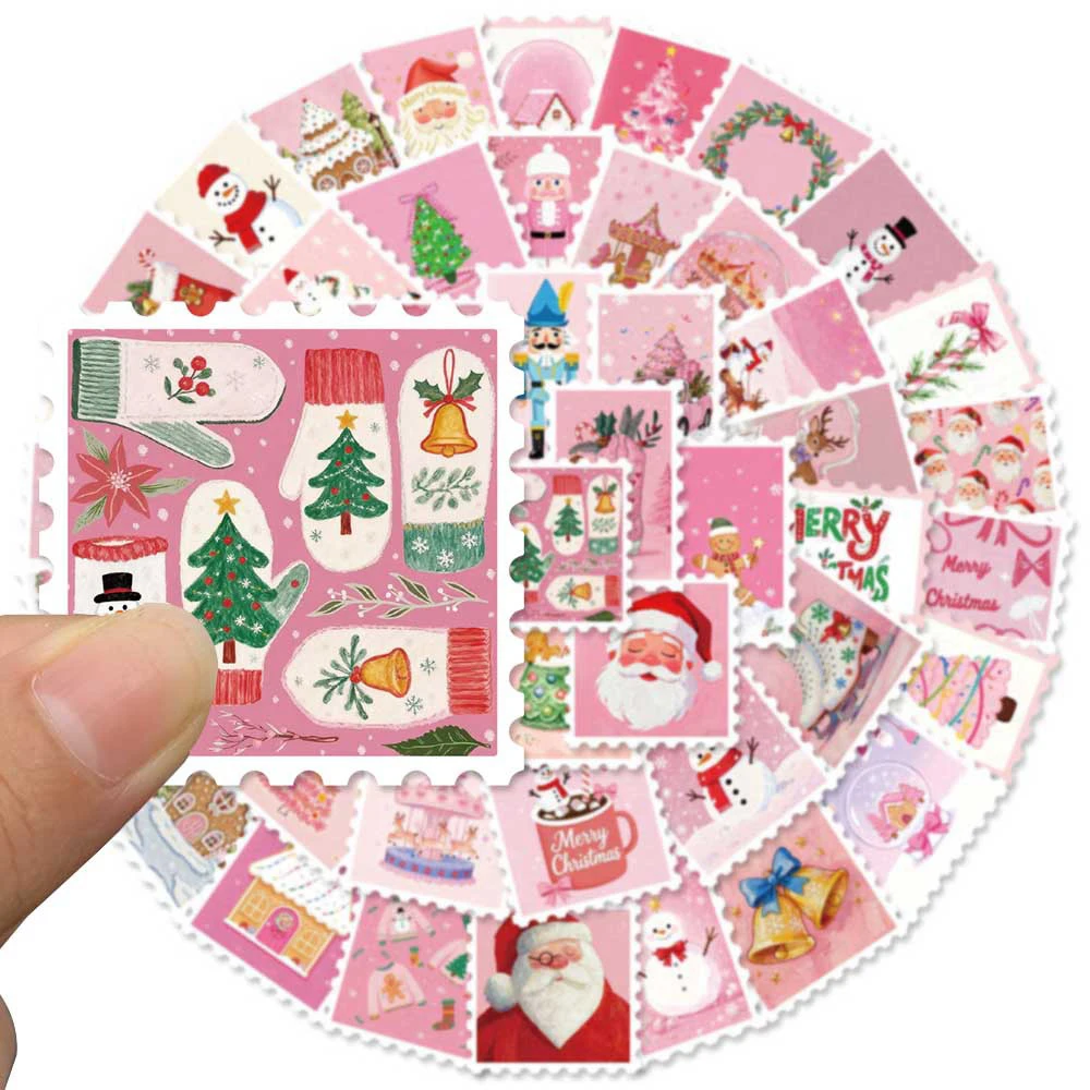 

10/30/50pcs Pink Christmas Stamps Cartoon Stickers Cute Creative Decals Toys Water Bottle Luggage Phone Funny Graffiti Sticker