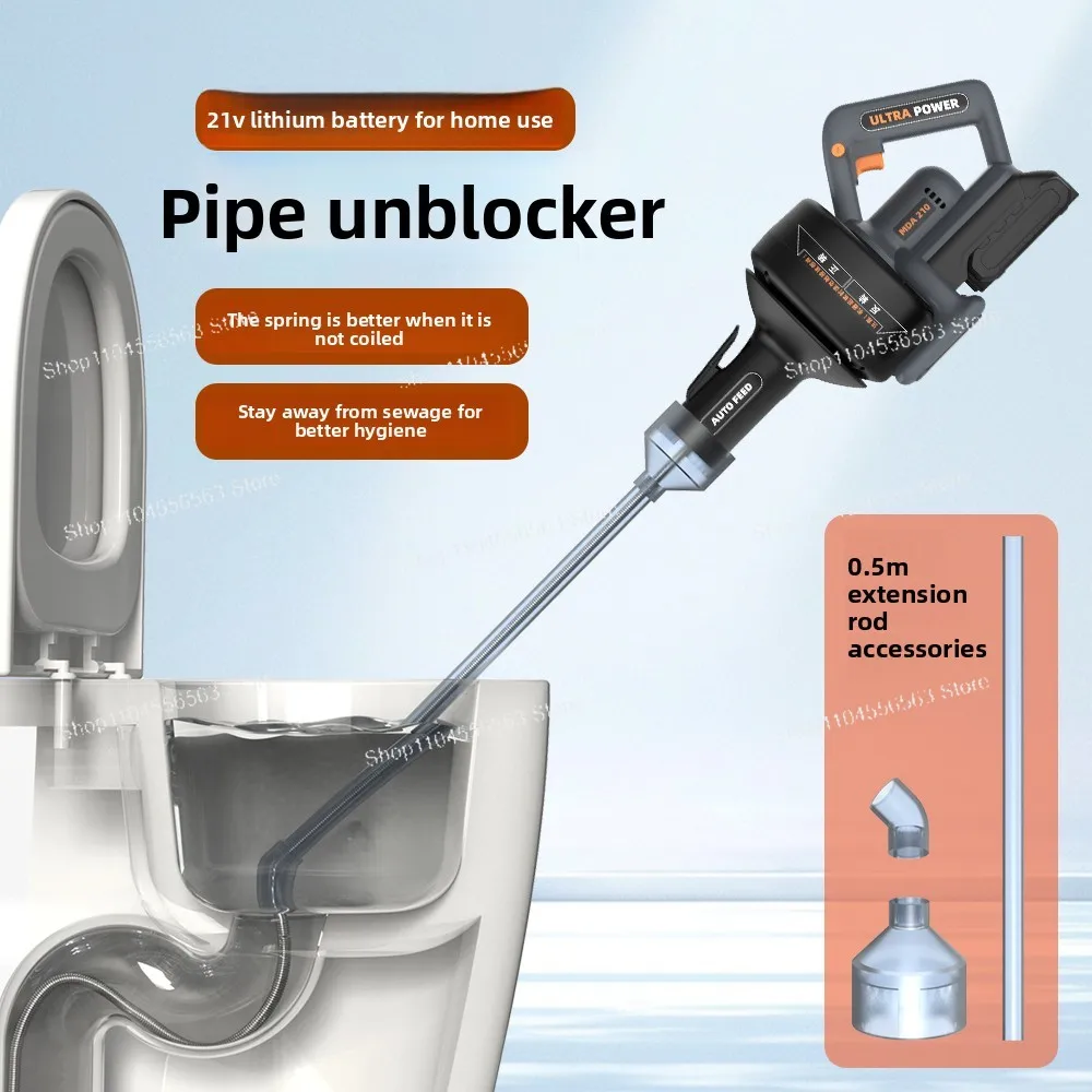 Professional Electric Drain Snake for Toilet Sink Pipe Unclogging Hair Grease Removal