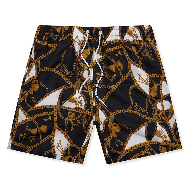 جديد الرجال الرباط فضفاضة تناسب قصيرة طباعة مجلس قصيرة طول الركبة الصيف عادية منتصف الخصر جيوب تنفس تقسم شورتات للبحر