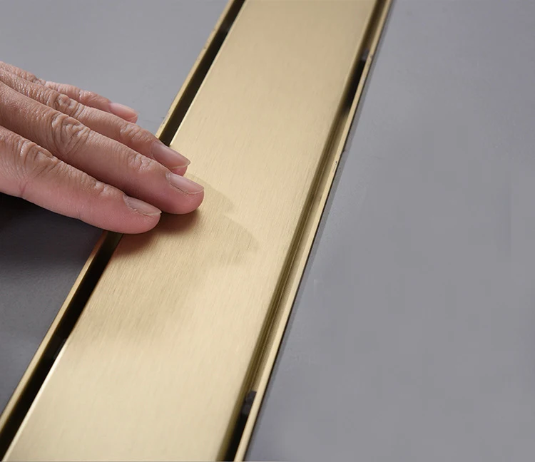 Brush gold Floor Drain 304 SUS floor Conceal drain long Linear drainage Channel drain for hotel bathroom kitchen gold floor