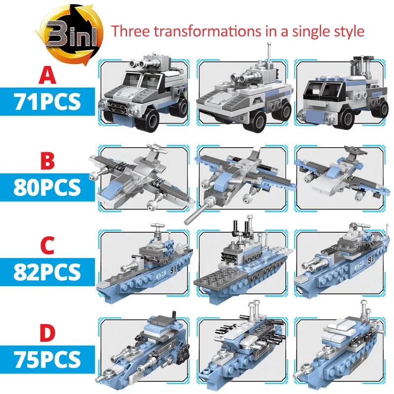 ZKZC-8 in 1 Battleship Artillery Car Building Block, WW2 Aircraft Fighter Arma Tijolos, Soldado Brinquedos, Presentes infantis