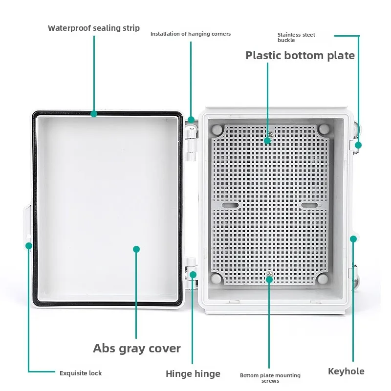 IP67 Waterproof Gray/Transparent Cover Enclosure Juction Box ABS Plastic Outdoor Electronic Instrument Hinge Case