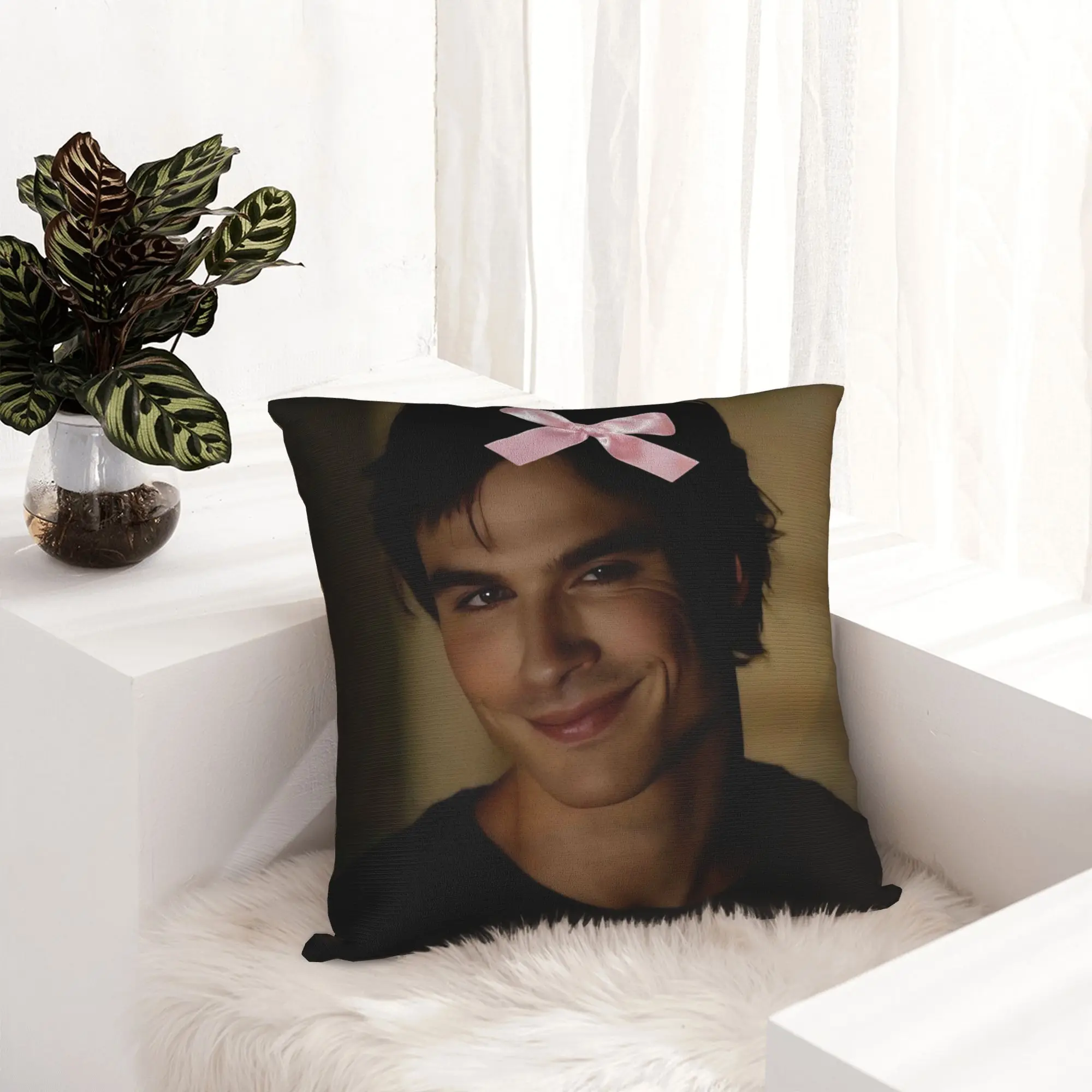 Damon Salvatore The Vampire Diaries Pillowcase Soft Fabric Cushion Cover Ian Somerhalder Pillow Case Cover Home Zipper 40X40cm