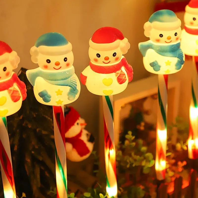Outdoor Solar Powered LED Lamp Santa & Snowman Shape Lawn Light Garden Camping Country House Xmas Scene Decoration Light