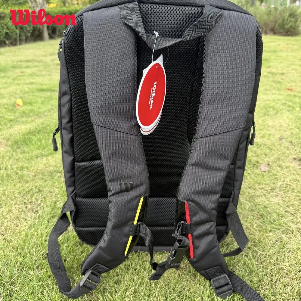 Wilson Roger Federer Tennis Bag Black Pro Staff V13 Super Tour Team Tennis Backpack for 2 Racquets with Isolation Compartmen
