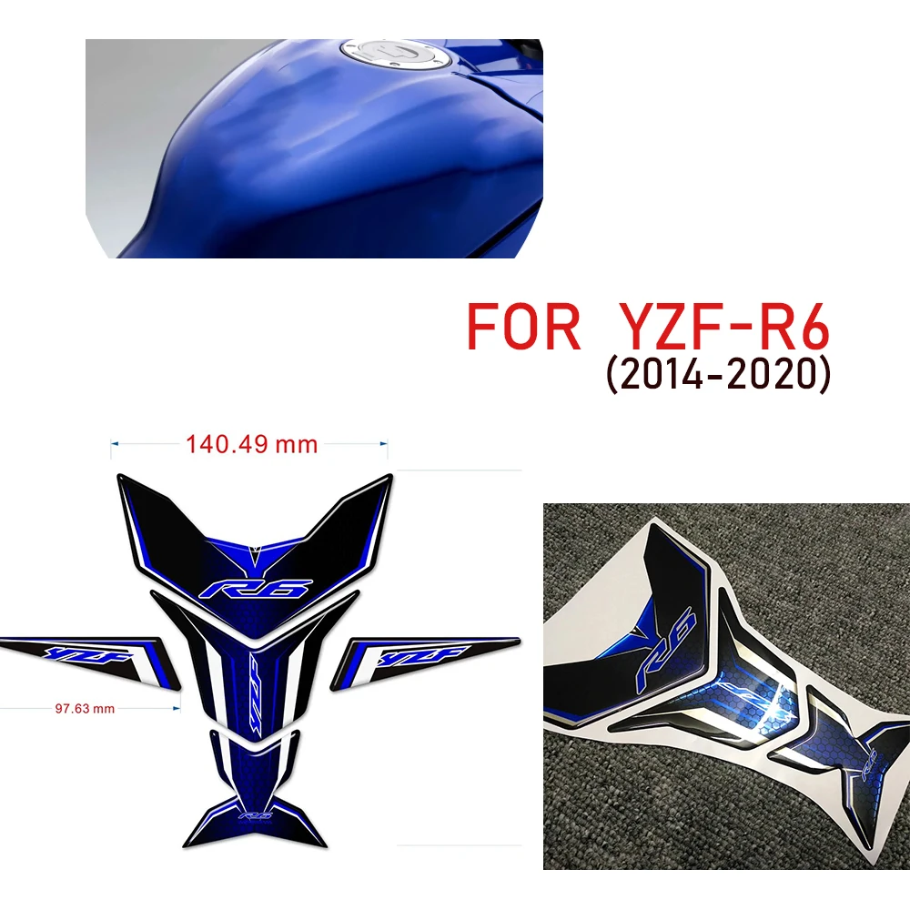 

For YAMAHA YZF-R6 YZF R6 YZFR6 Stickers Decal Knee Tank Pad Fuel Protector Emblem Badge 2014 2015 2016 2017 2018 2019 2020