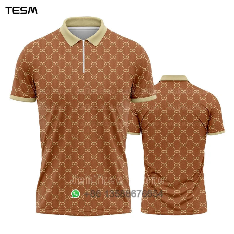 New POLO Shirt Men Summer Sports V-neck T-shirt Street Trendy Short Sleeve 3D HD Print T-shirt