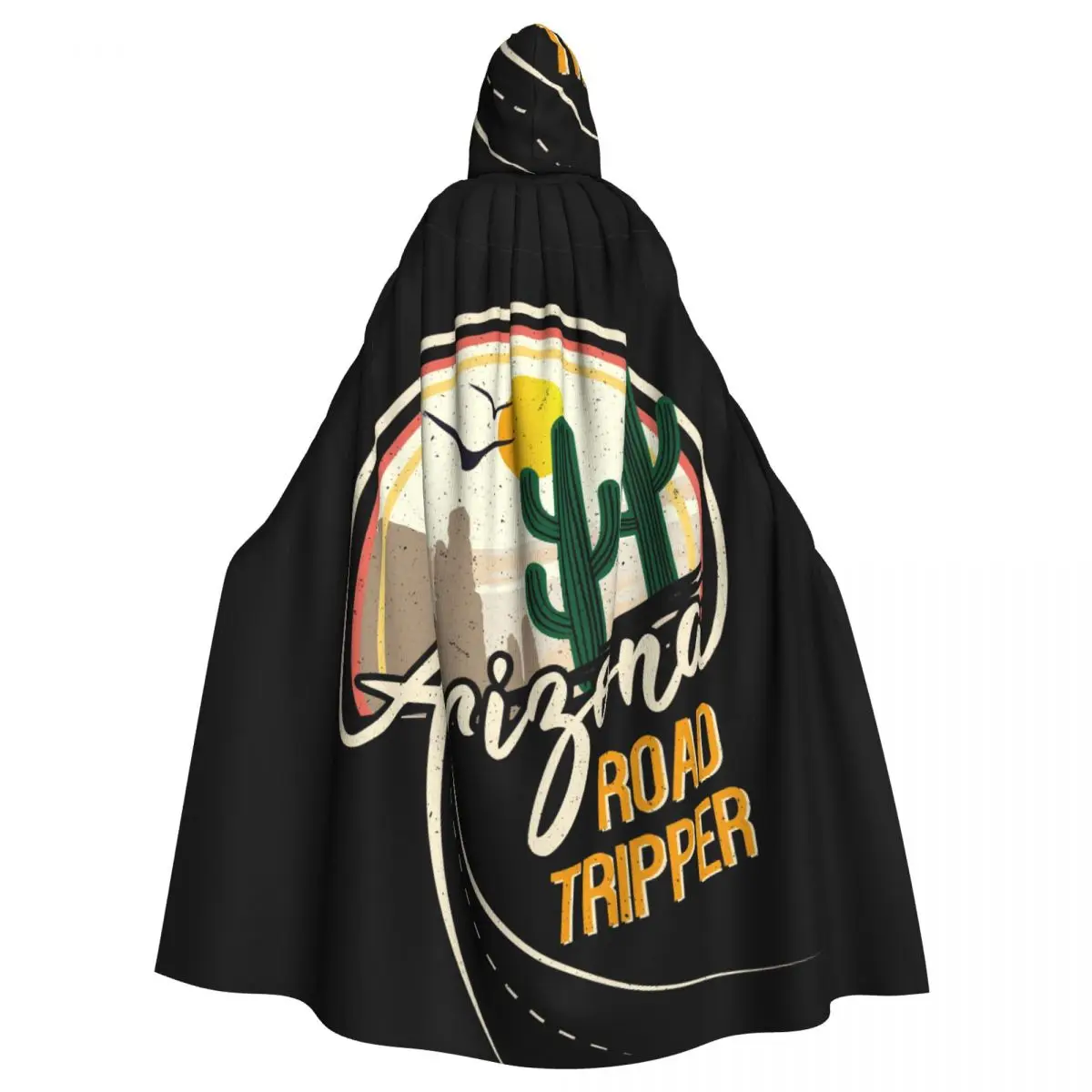 Adult Cloak Cape Hooded Cactus With Slogan Western Desert Mountain Medieval Costume Witch Wicca Vampire Elf Purim Carnival Party