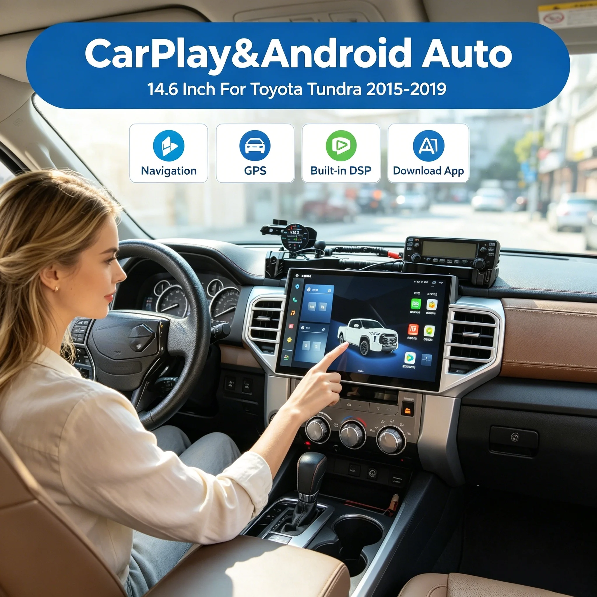 14.6 Inch Andriod CarPLay For Toyota Tundra Sequoia 2015-2019 2020- 2024 Car GPS Multimedia Radio Touch Screen Player Auto BT
