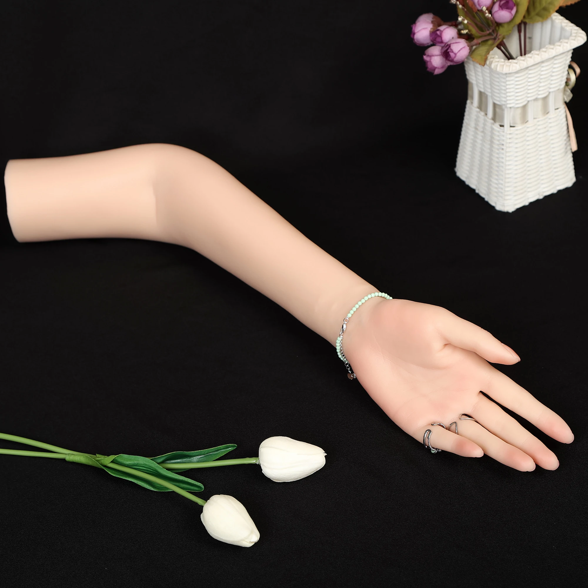 

Женская силиконовая модель руки, гибкая накладная ноготь, тренировочная пленка, телевизионный реквизит, протез, силикагель, длинная рука, выше локтя TGCS