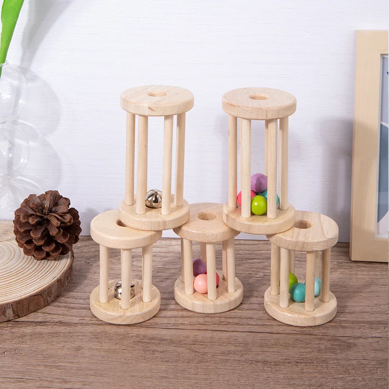 Baby Wood Rolling Cage Bell Coloful Rattles Mobiles Early Developmental Sound Infant & Toddler Musical Toys Boy Girl Music Toy