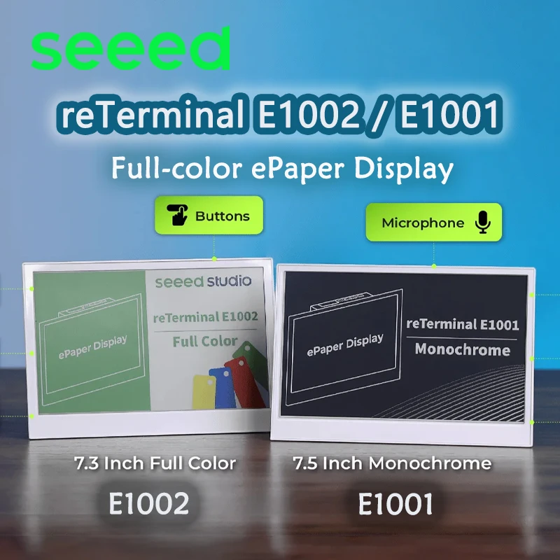 

ReTerminal E1002/E1001 Полноцветный/монохромный 7,3-дюймовый дисплей ePaper с открытым исходным кодом Питание от ESP32-S3 Срок службы батареи 3 месяца