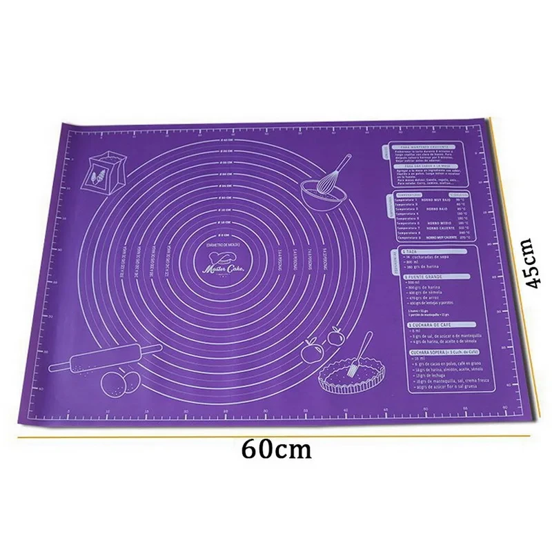 Non-Stick Silicone Pad Baking Sheet Cupcake Dessert Mat Baking Mat with Scale Pastry Boards Cookie Decorating Tools - 45x60cm