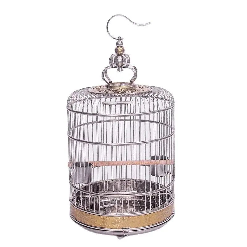 

Stainless Steel Birdcage Large and Medium Size Cages Parrot Thrush Myna Grackle Large Size Villa Metal Cage