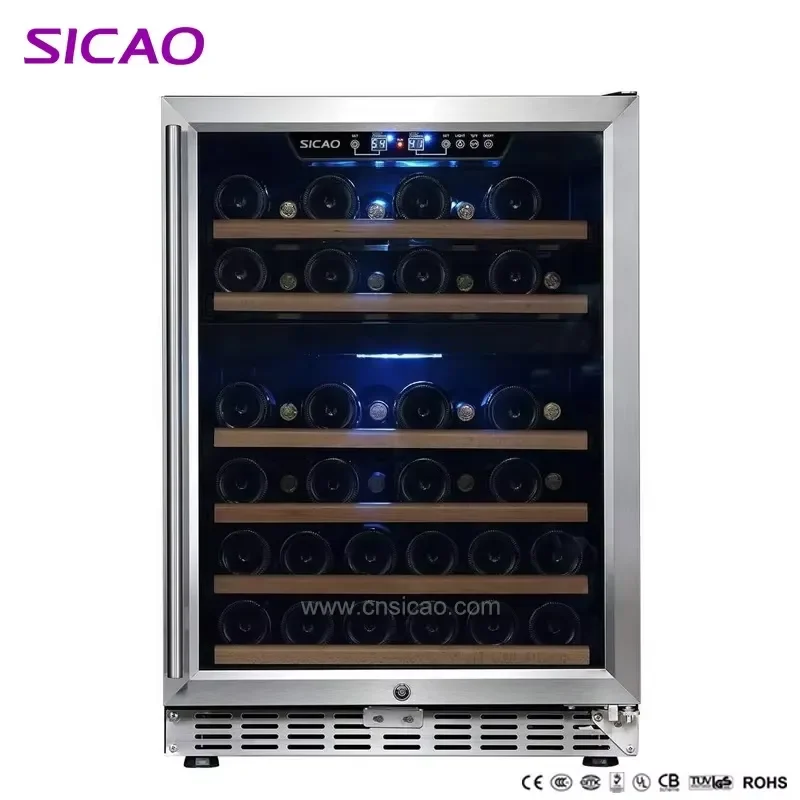 24 Inch Dual Zone Wine Cooler Fridge Built In Stainless Steel Glass Door No Frost Refrigerator For Home Kitchen Restaurant