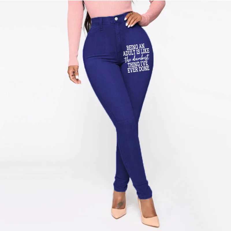 European and American Printed Jeans Jeans Women's Pencil Pants SexyJN01-470