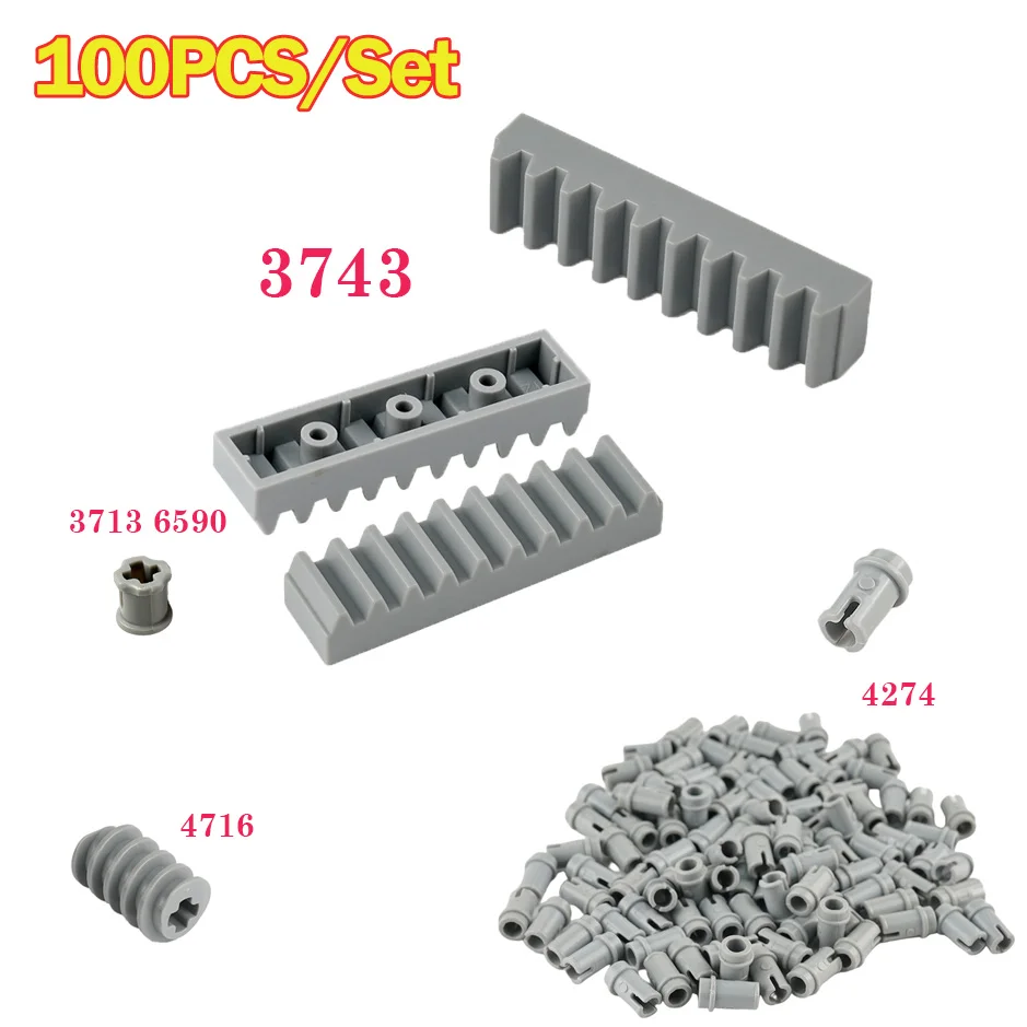 

100PCS 10 Teeth Strips Technology Building Blocks Parts 3743 1X4 Gear Rack Assembly 3713/4716/4274 MOC Blocks Toys Accessories
