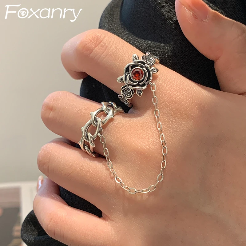 

Женская винтажная цепочка FOXANRY, красная циркониевая Бриллиантовая цепочка ручной работы с кисточками, ювелирные изделия в подарок