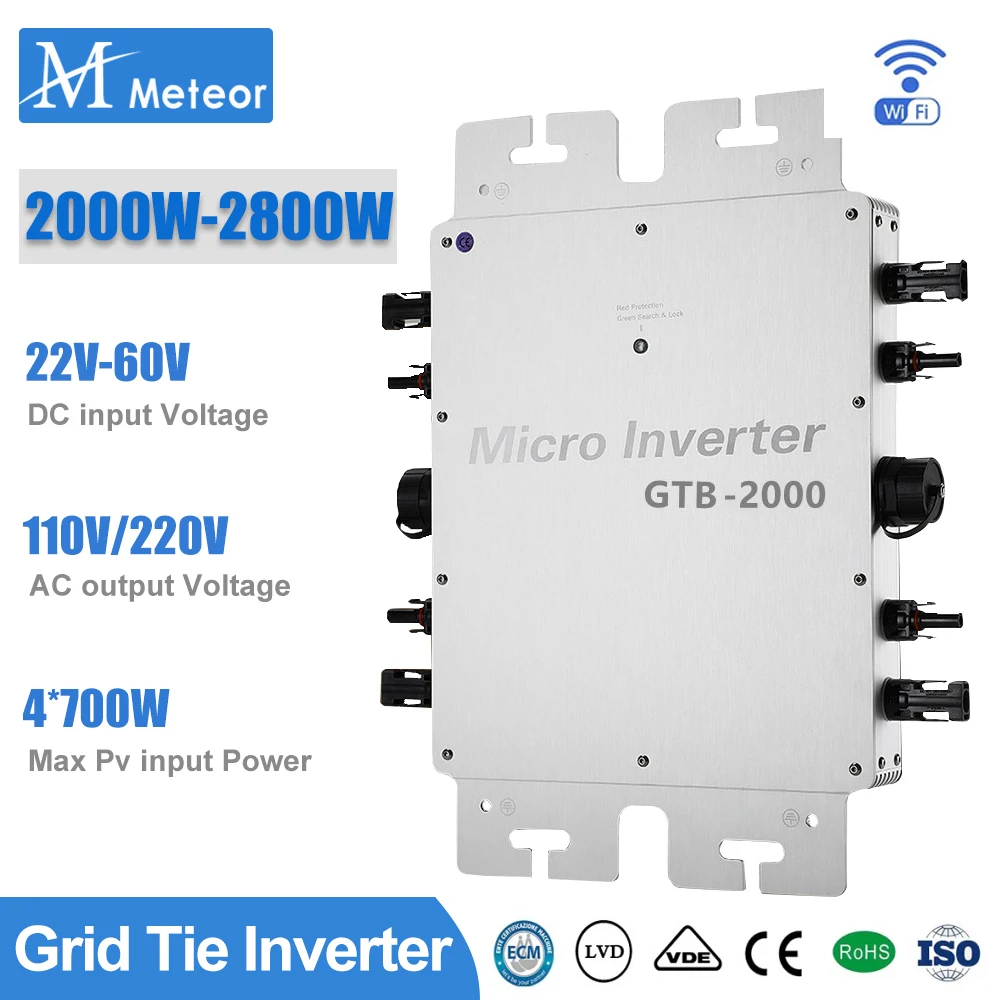 

2000 Вт 2400 Вт 2800 Вт микро инвертор 110 В или 220 В 230 В MPPT сетевая солнечная система для бытовой техники кемпинг водонепроницаемый IP65