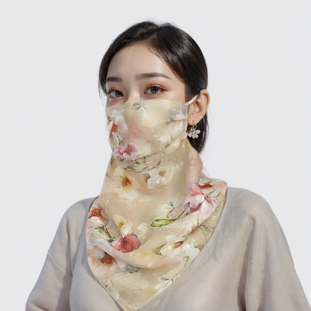 2024 Summer Sun Protection Neck Protection Female Cycling Mask Neck Thin Breathable Face Covering Magnetic Buckle Scarf Veil