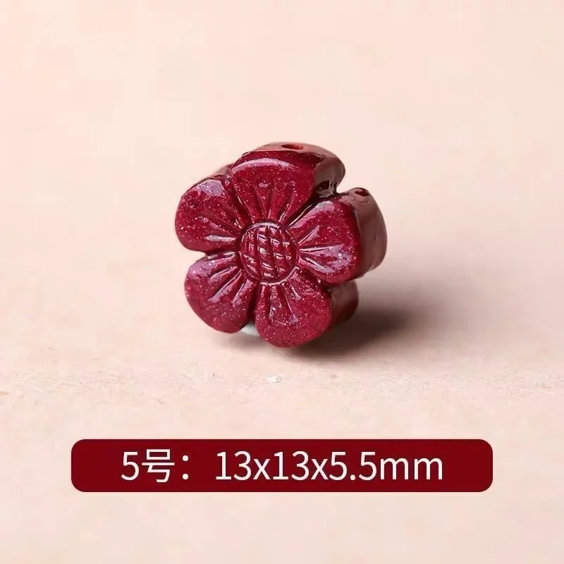 Cinabre naturel avec fleur de renard pour femme, théâtre chinois, téléphone bricolage, bracelet JOKey, boucles d'oreilles, bijoux, accessoires de mode, amulette, 5 pièces