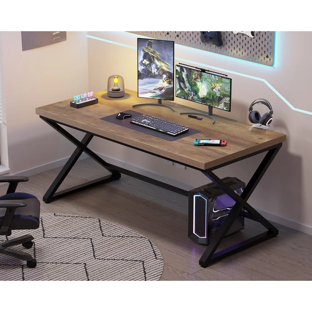 Сельский компьютерный стол, современный металлический стол для домашнего офиса, стол для работы в фермерском доме в спальне, минималистичный деревянный ноутбук