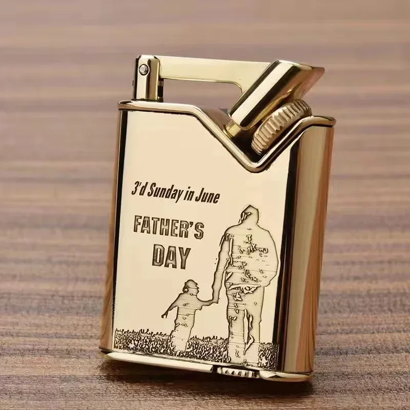 Personalized Retro Pure Copper Kerosene Lighter with Slant Wheel Side Slip Ignition Wheel Lighter Unusual Smoking Tool for Men