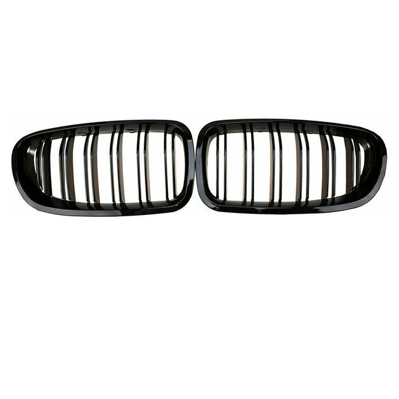 

Gloss Black Front Kidney Grille Set Bumper Network for BMW 5 Series F10 F11 F18 550i 535i 2010-16 Compatible with BMW 5 Series