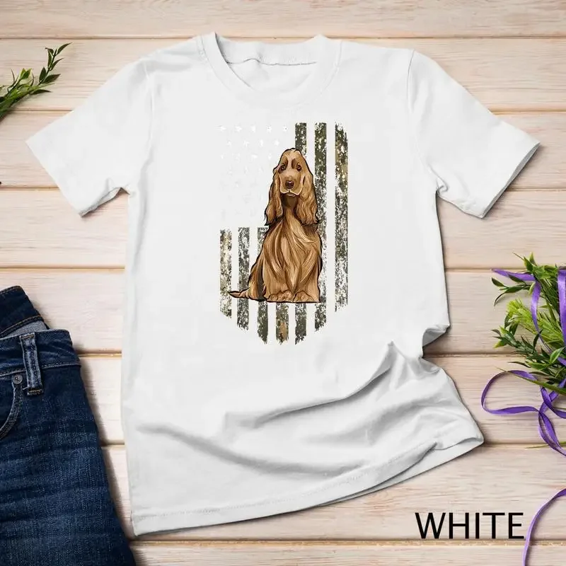 Camo American Flag English Cocker Spaniel 4th Of July USA Unisex T shirt