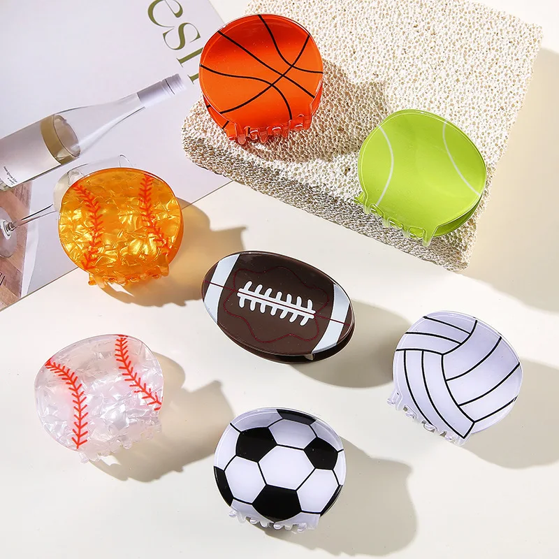 

1PC Sporty Style Creative Shark Clip Basketball Football Hair Grab Clip Cartoon Ponytail Clip Girl Hairpin Headpiece Decor Gift