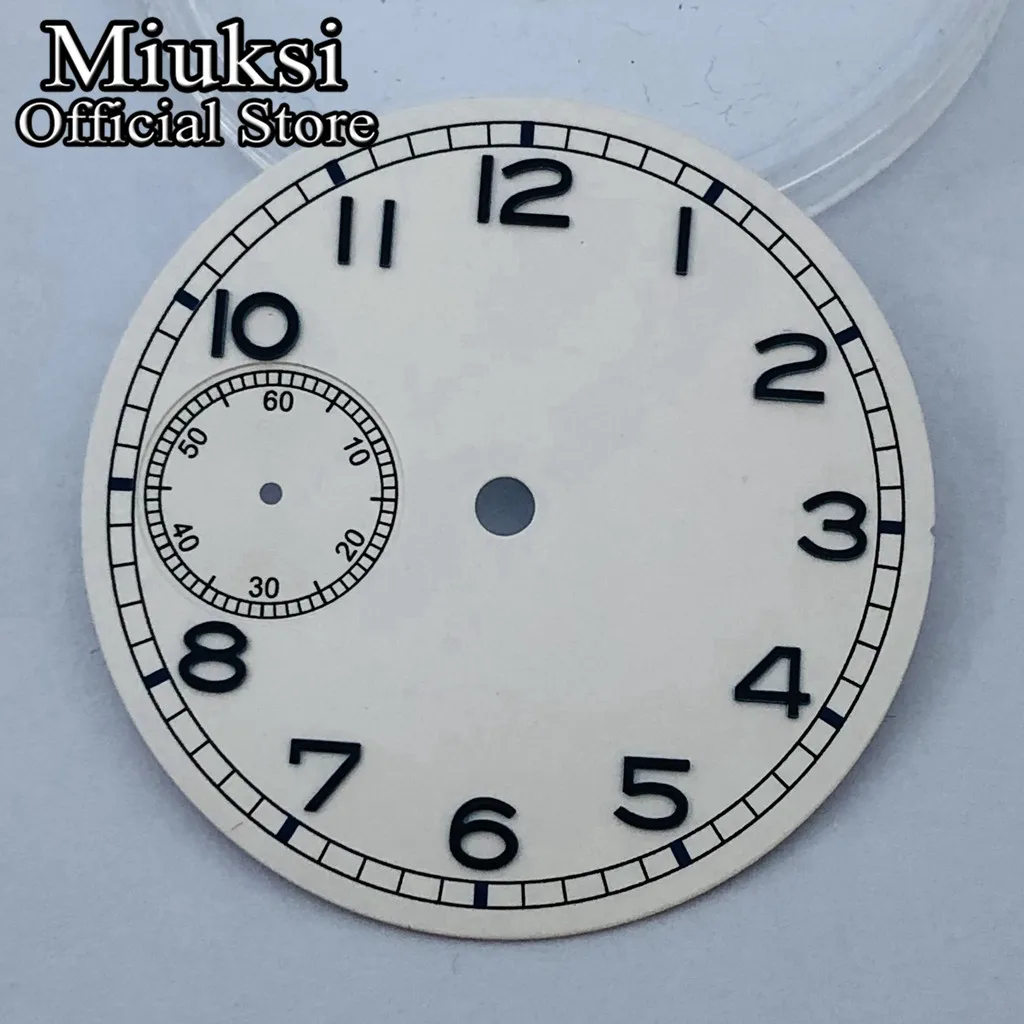 Miuksi 37mm black blue white watch dial luminous fit ETA 6497 or ST3600 movement