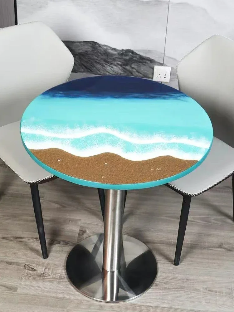 Epoxy Resin River Table Ocean Wave Modern Office Square Circular Tea Table