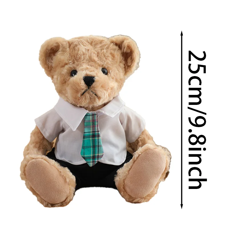 25cm Cute Cartoon Uniform Couple Bear Plush Toy Kawaii Suit Skirt Bear Stuffed Plush Animals Doll Pillow Birthday Gift For Kids