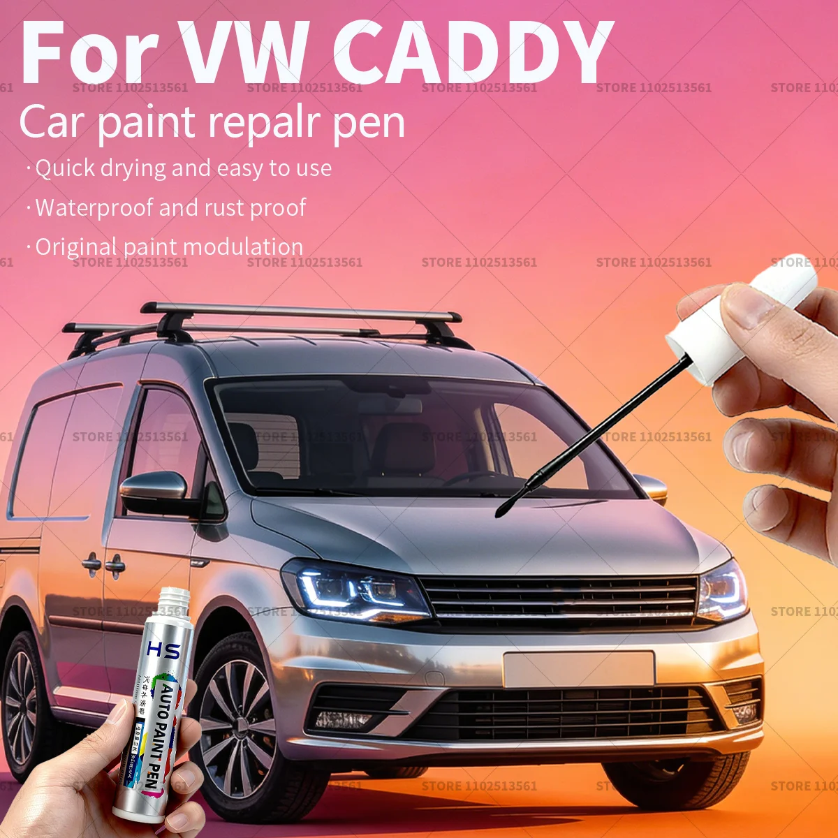 For VW CADDY Car Paint Repair Pen Paint Scratch Repair Accessories Candy White Chery Red Deep Black Golden Green Mojave Beige
