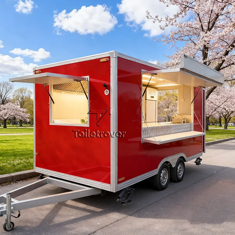 Double Sink Setup Mobile Food Cart Trailer Full Kitchen Commercial Concession Catering Food Trailers Fully Equipped for Sale