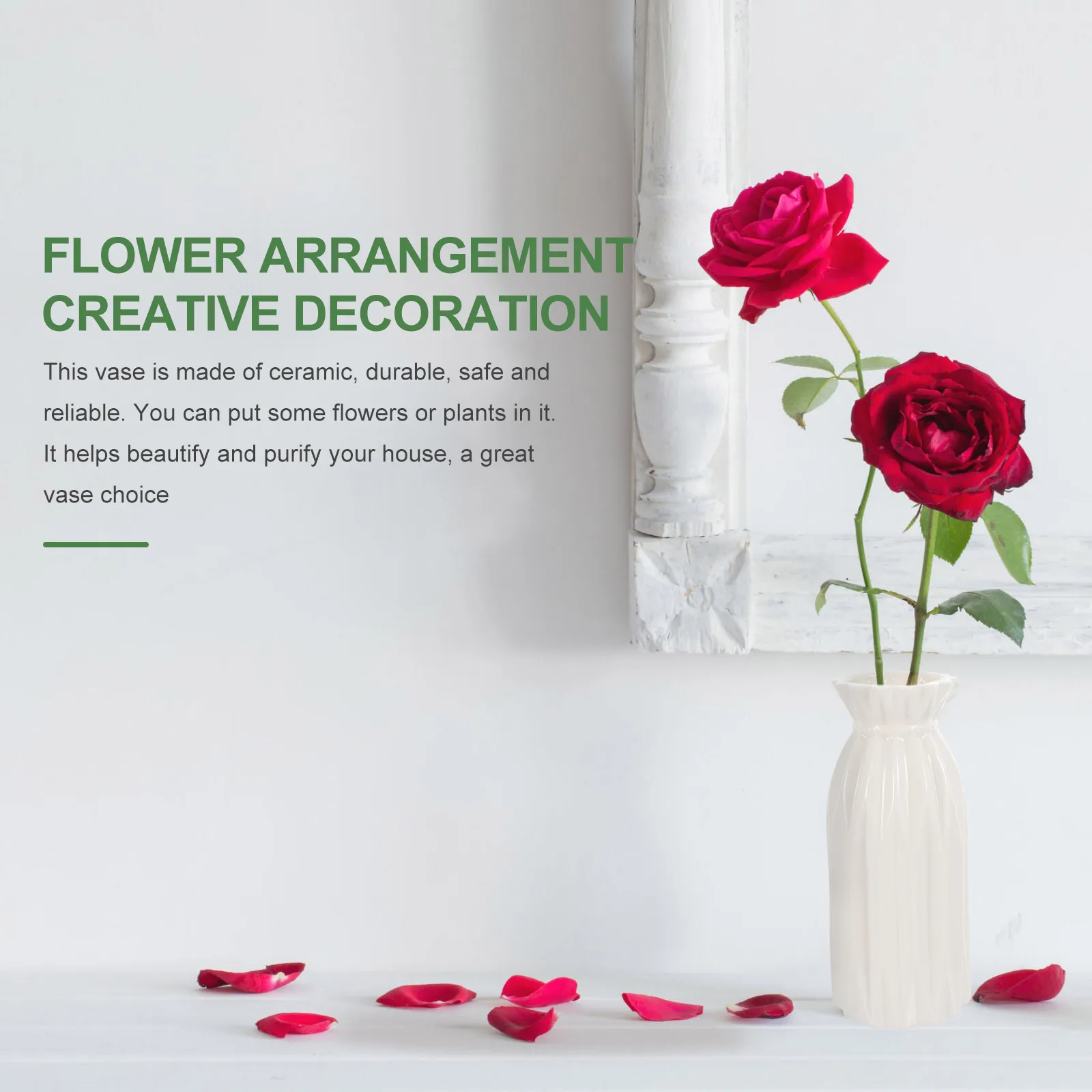 

White Ceramic Flower Vase Creative Design for Home Office Desktop Flower Arrangement Holder Floral Decor Creative Vase