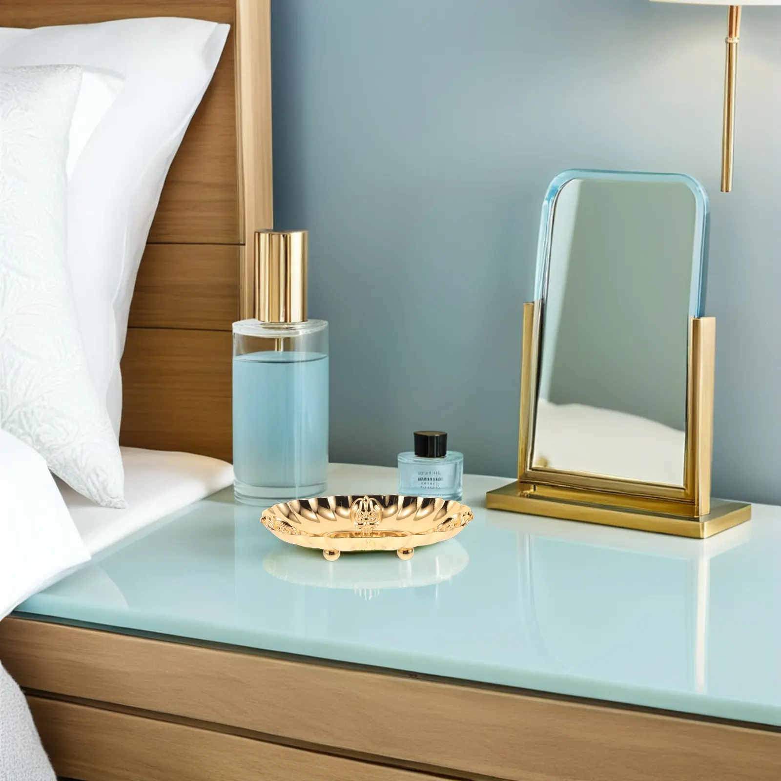 

2 шт. винтажных резных железных подноса для украшений, металлическая подставка для мелочей для женщин, органайзер для колец, серег, ожерелий, для ванной комнаты, туалетного столика