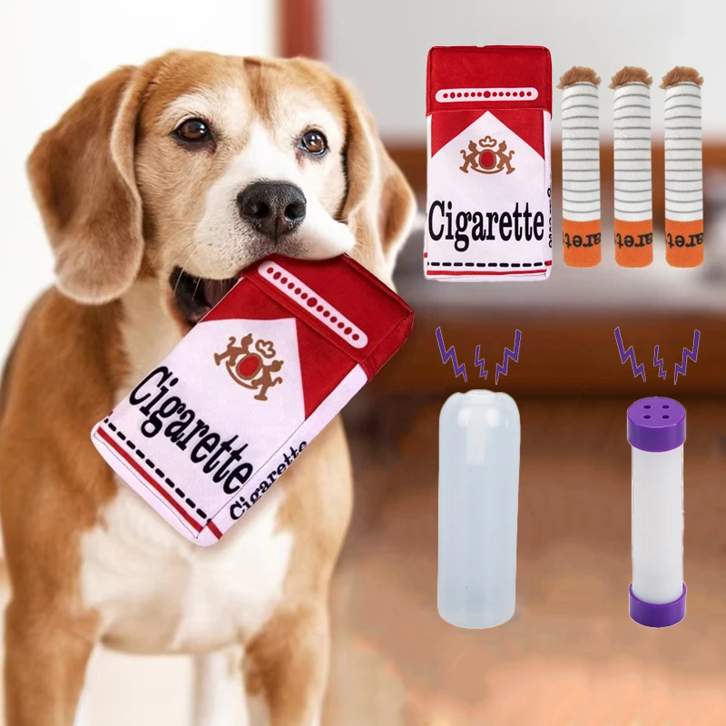 Brinquedo de Pelúcia Interativo para Cães: Cigarro de Pelúcia Engraçado com Som para Mastigar e Roer - Ideal para Filhotes