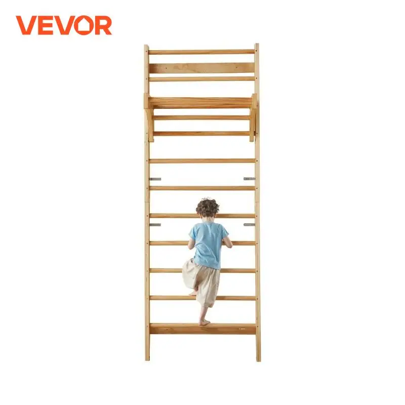 VEVOR سلم سويدي جدار الصالة الرياضية ملعب داخلي خشبي تسلق اللعب السويدية جدار سلم خشب الصنوبر السويدية تسلق قضبان الحائط