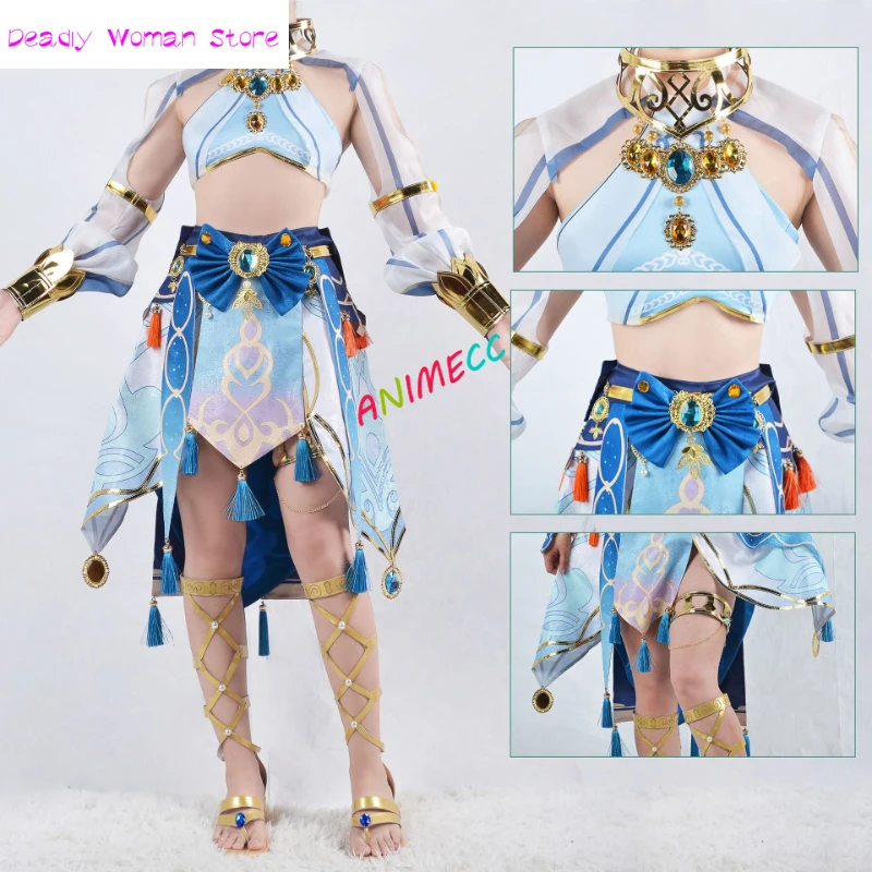 Genshin Impact Nilou Costume Cosplay parrucca corna scarpe Anime gioco Halloween Party vestito Sexy per le donne ragazze vestito operato