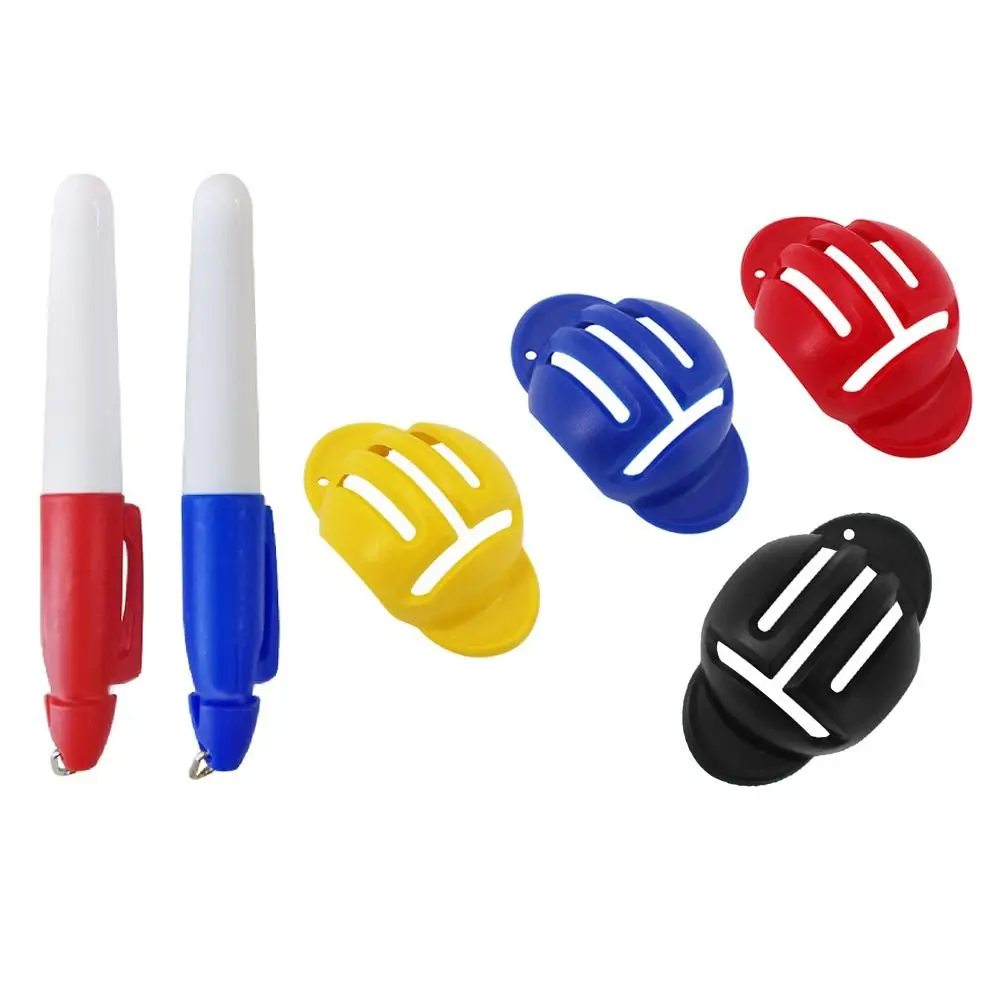 With 2 Pen Line Drawing Marker Putting Positioning Aids Golf Mark Stencil Alignment Tool T Line Marker Golf Ball Marker