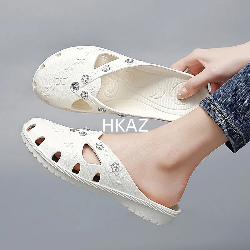 Slippers Women Fashion Breathable Outdoor Platform Baotou Women Jelly Slippers Indoor House Beach Roma Hole Shoes New In Summer