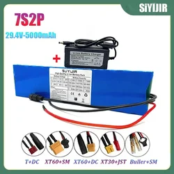 29.4V, 5000mAh, Rechargeable Lithium Battery Pack 18650 7S2P, Charger 2A, Suitable for Electric Vehicles and Balance Vehicles