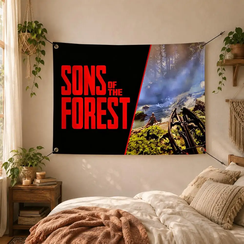 Sons Of The Forest Survival Horror Flags Decorative Flag Banner for Outdoor Garden Yard Camping Party Home Wall Hanging Decor