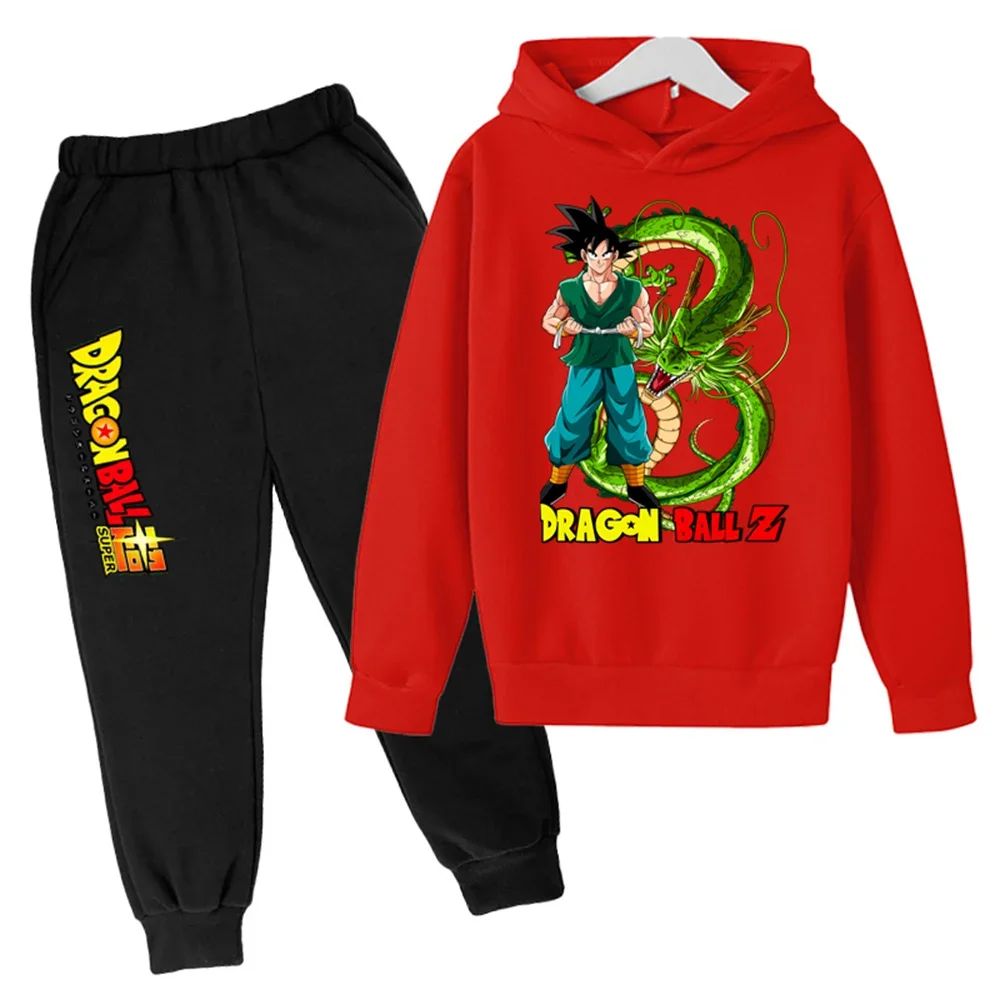 2025 Anime Dragon-ball Hoodie Kids Clothes Girls Clothing Kakarotto Hooded Goku Sweaters Baby Boys Hooded +pants 2pcs