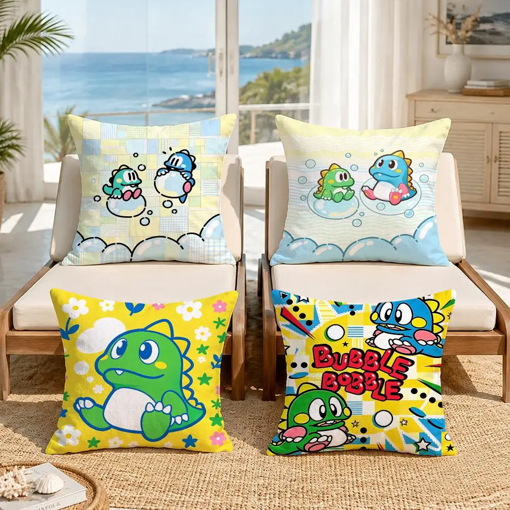 Game Bubble BobbleS Cushion Cover Soft Pillow Cover Two‑Side Printing Throw Pillow Case for Sofa Pillowcase Home Decoration