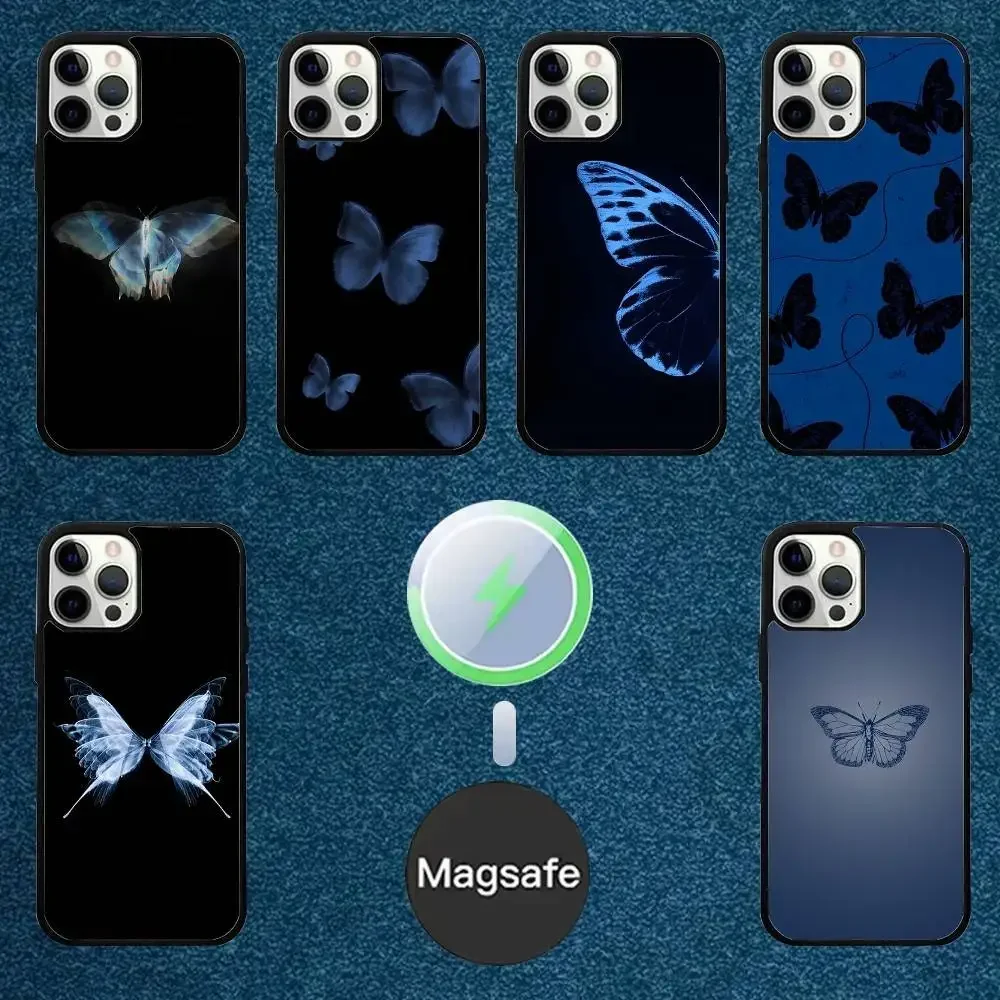 

Blue Butterfly Beautiful Phone Case For iPhone 16,15,14,13,12,11,Plus,Pro,Max Mini Magsafe Magnetic Wireless Charging